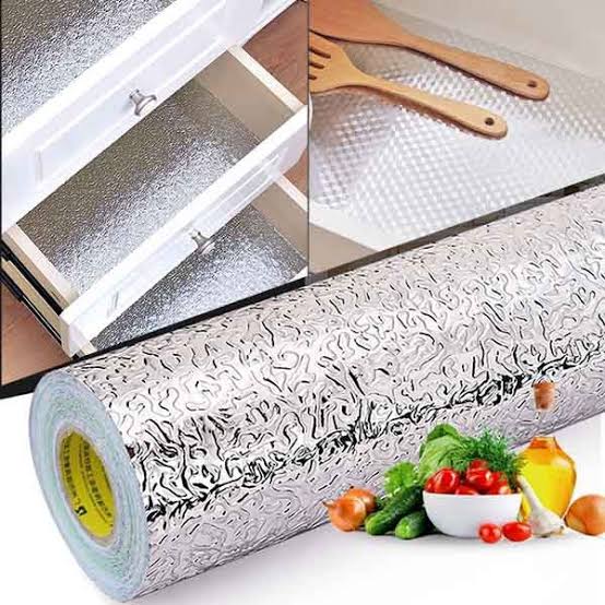 Silver Foil Kitchen Waterproof & Oil Proof Sticker – Heat Resistant Self-Adhesive Aluminum Foil Sheet for Stove, Cabinets & Walls (2×6.5 ft)
