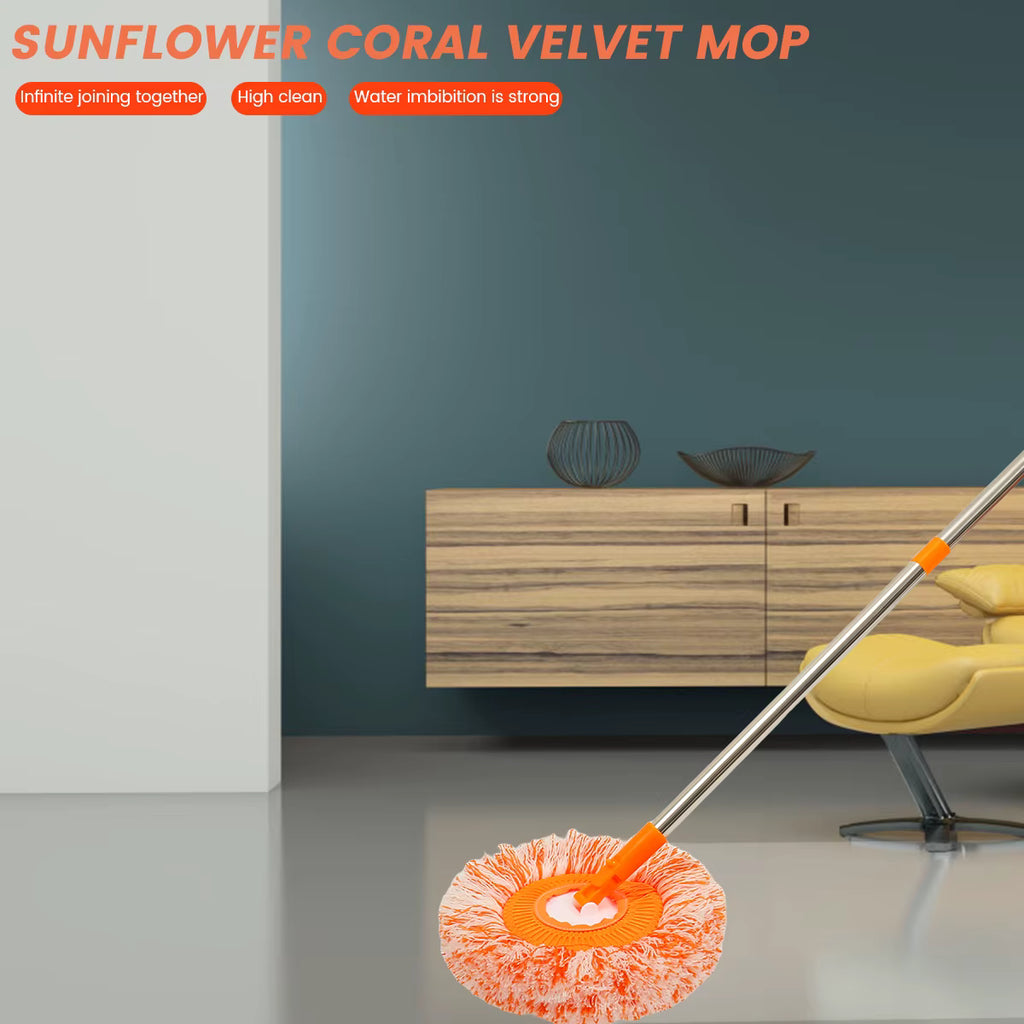360° Rotatable Cleaning Mops Adjustable Multifunctional Sunflower Chenille Magic Mop Head Microfiber Dust Mops Window Cleaning